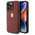 Etui Ferrari Leather Stitched Lines na iPhone 15 Pro Max - czerwone Ferrari