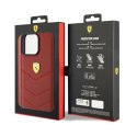 Etui Ferrari Leather Stitched Lines na iPhone 15 Pro Max - czerwone Ferrari