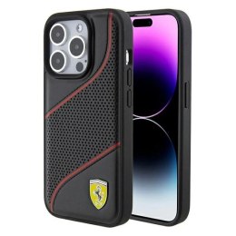 Etui Ferrari Perforated Waves Metal Logo na iPhone 15 Pro - czarne Ferrari