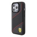 Etui Ferrari Perforated Waves Metal Logo na iPhone 15 Pro - czarne Ferrari