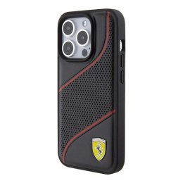 Etui Ferrari Perforated Waves Metal Logo na iPhone 15 Pro - czarne Ferrari