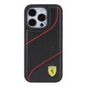 Etui Ferrari Perforated Waves Metal Logo na iPhone 15 Pro - czarne Ferrari