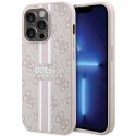 Etui Guess 4G Printed Stripes MagSafe na iPhone 15 Pro - różowe Guess