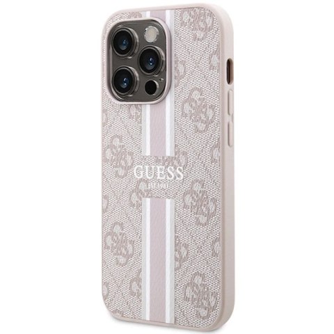 Etui Guess 4G Printed Stripes MagSafe na iPhone 15 Pro - różowe Guess