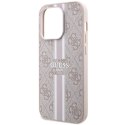 Etui Guess 4G Printed Stripes MagSafe na iPhone 15 Pro - różowe Guess