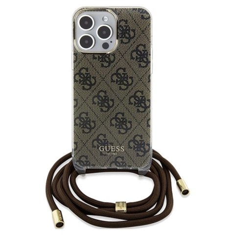 Etui Guess Crossbody Cord 4G Print na iPhone 15 Pro Max - brązowe Guess