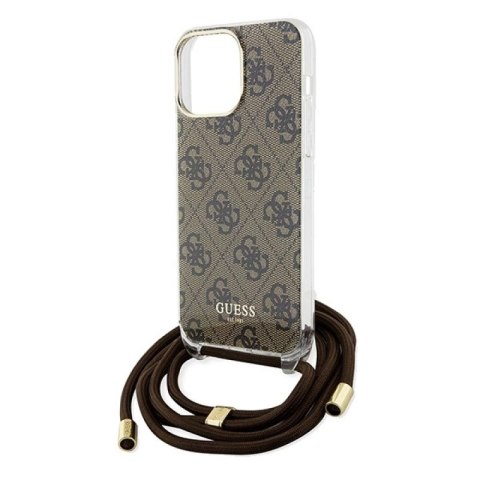 Etui Guess Crossbody Cord 4G Print na iPhone 15 Pro - brązowe Guess