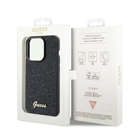 Etui Guess Disco Metal Script na iPhone 14 Pro Max - czarne Guess