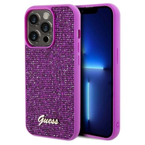 Etui Guess Disco Metal Script na iPhone 14 Pro - fuksjowe Guess
