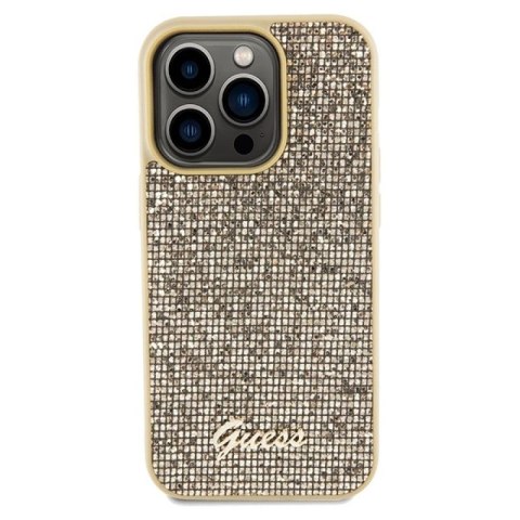 Etui Guess Disco Metal Script na iPhone 14 Pro - złote Guess
