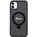 Etui Guess Ring Stand Script Glitter MagSafe na iPhone 11 / Xr - czarne Guess