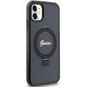 Etui Guess Ring Stand Script Glitter MagSafe na iPhone 11 / Xr - czarne Guess