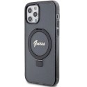 Etui Guess Ring Stand Script Glitter MagSafe na iPhone 12/12 Pro - czarne Guess