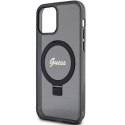 Etui Guess Ring Stand Script Glitter MagSafe na iPhone 12/12 Pro - czarne Guess