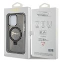 Etui Guess Ring Stand Script Glitter MagSafe na iPhone 14 Pro Max - czarne Guess