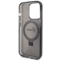 Etui Guess Ring Stand Script Glitter MagSafe na iPhone 14 Pro - czarne Guess