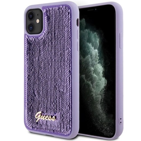 Etui Guess Sequin Script Metal na iPhone 11 / Xr - fioletowe Guess