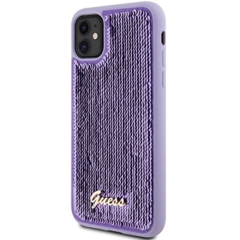 Etui Guess Sequin Script Metal na iPhone 11 / Xr - fioletowe Guess
