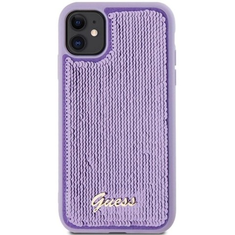Etui Guess Sequin Script Metal na iPhone 11 / Xr - fioletowe Guess