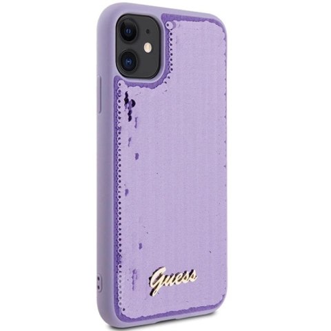 Etui Guess Sequin Script Metal na iPhone 11 / Xr - fioletowe Guess