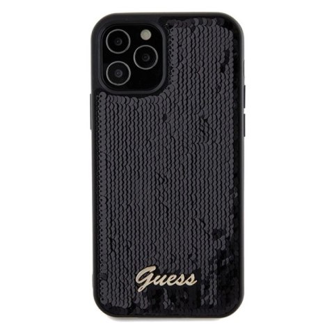 Etui Guess Sequin Script Metal na iPhone 12/12 Pro - czarne Guess