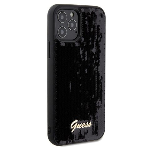 Etui Guess Sequin Script Metal na iPhone 12/12 Pro - czarne Guess