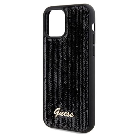 Etui Guess Sequin Script Metal na iPhone 12/12 Pro - czarne Guess