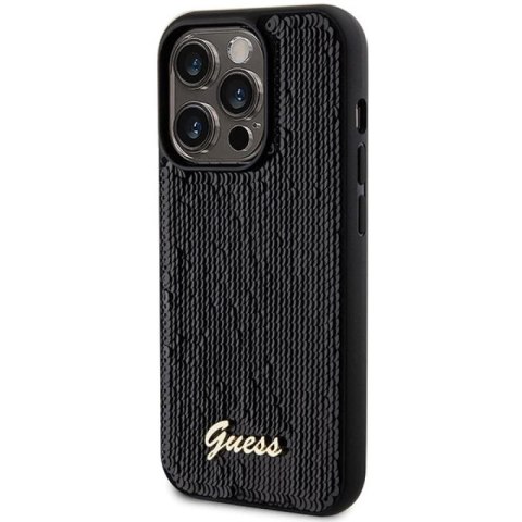 Etui Guess Sequin Script Metal na iPhone 13 Pro / 13 - czarne Guess