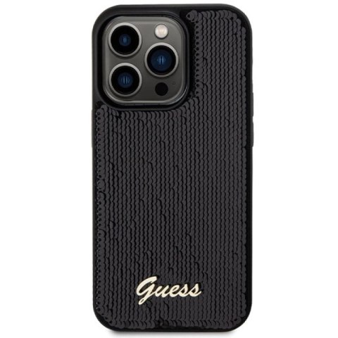 Etui Guess Sequin Script Metal na iPhone 13 Pro / 13 - czarne Guess