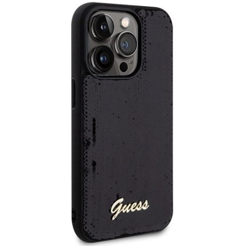 Etui Guess Sequin Script Metal na iPhone 13 Pro / 13 - czarne Guess