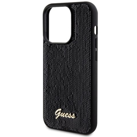 Etui Guess Sequin Script Metal na iPhone 13 Pro / 13 - czarne Guess