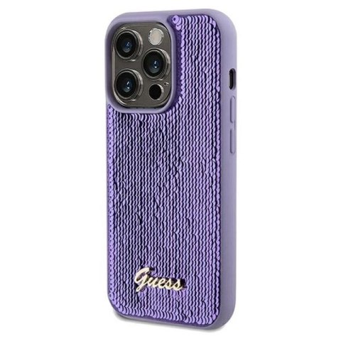 Etui Guess Sequin Script Metal na iPhone 13 Pro / 13 - fioletowe Guess