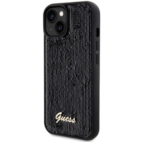 Etui Guess Sequin Script Metal na iPhone 14 / 15 / 13 - czarne Guess