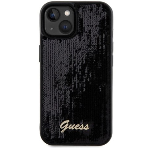 Etui Guess Sequin Script Metal na iPhone 14 / 15 / 13 - czarne Guess