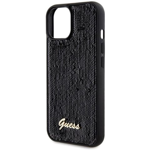 Etui Guess Sequin Script Metal na iPhone 14 / 15 / 13 - czarne Guess