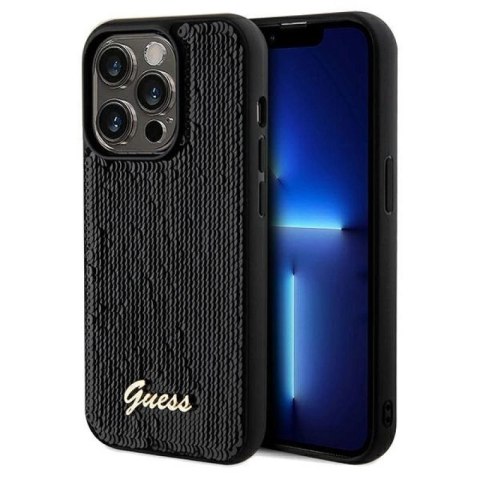 Etui Guess Sequin Script Metal na iPhone 14 Pro Max - czarne Guess