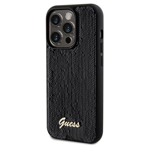 Etui Guess Sequin Script Metal na iPhone 14 Pro Max - czarne Guess