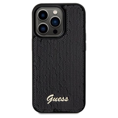 Etui Guess Sequin Script Metal na iPhone 14 Pro Max - czarne Guess