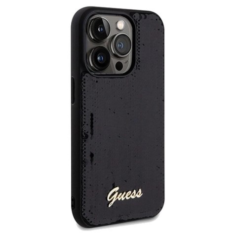 Etui Guess Sequin Script Metal na iPhone 14 Pro Max - czarne Guess