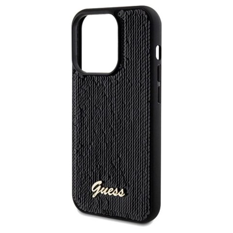 Etui Guess Sequin Script Metal na iPhone 14 Pro - czarne Guess