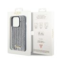 Etui Guess Sequin Script Metal na iPhone 14 Pro - srebrne Guess