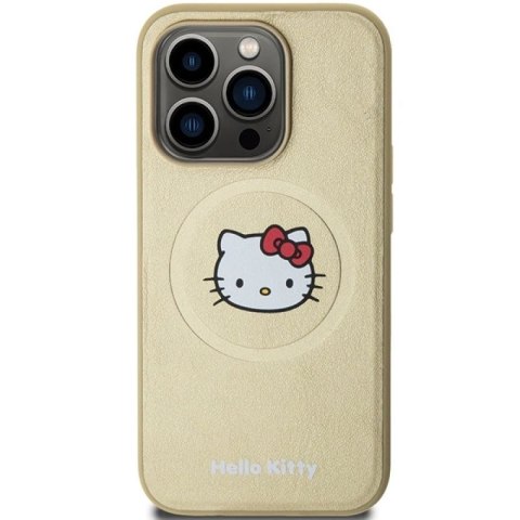 Etui Hello Kitty Leather Kitty Head MagSafe na iPhone 14 Pro Max - złote Hello Kitty