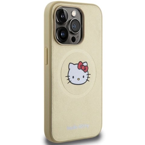 Etui Hello Kitty Leather Kitty Head MagSafe na iPhone 14 Pro Max - złote Hello Kitty