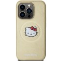 Etui Hello Kitty Leather Kitty Head MagSafe na iPhone 14 Pro - złote Hello Kitty