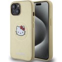 Etui Hello Kitty Leather Kitty Head MagSafe na iPhone 14 - złote Hello Kitty