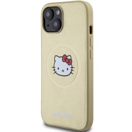 Etui Hello Kitty Leather Kitty Head MagSafe na iPhone 14 - złote Hello Kitty