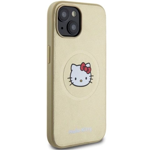 Etui Hello Kitty Leather Kitty Head MagSafe na iPhone 14 - złote Hello Kitty