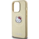 Etui Hello Kitty Leather Kitty Head MagSafe na iPhone 15 Pro - złote Hello Kitty