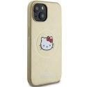 Etui Hello Kitty Leather Kitty Head MagSafe na iPhone 15 - złote Hello Kitty