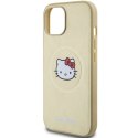 Etui Hello Kitty Leather Kitty Head MagSafe na iPhone 15 - złote Hello Kitty